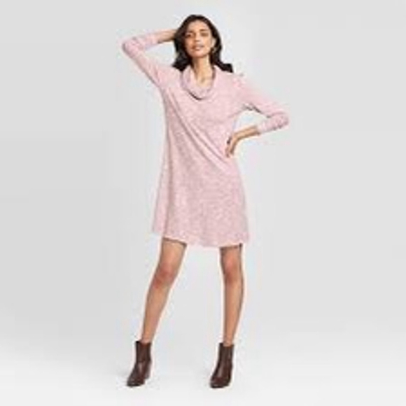 Knox Rose Dress XXL Cowl Neck Long Sleeve Heathered Pink - Picture 1 of 6